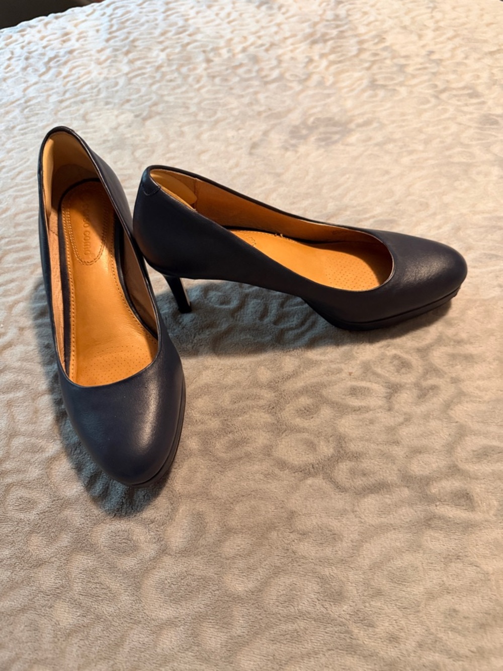 Corso Como Navy Leather Pointed Toe Pumps